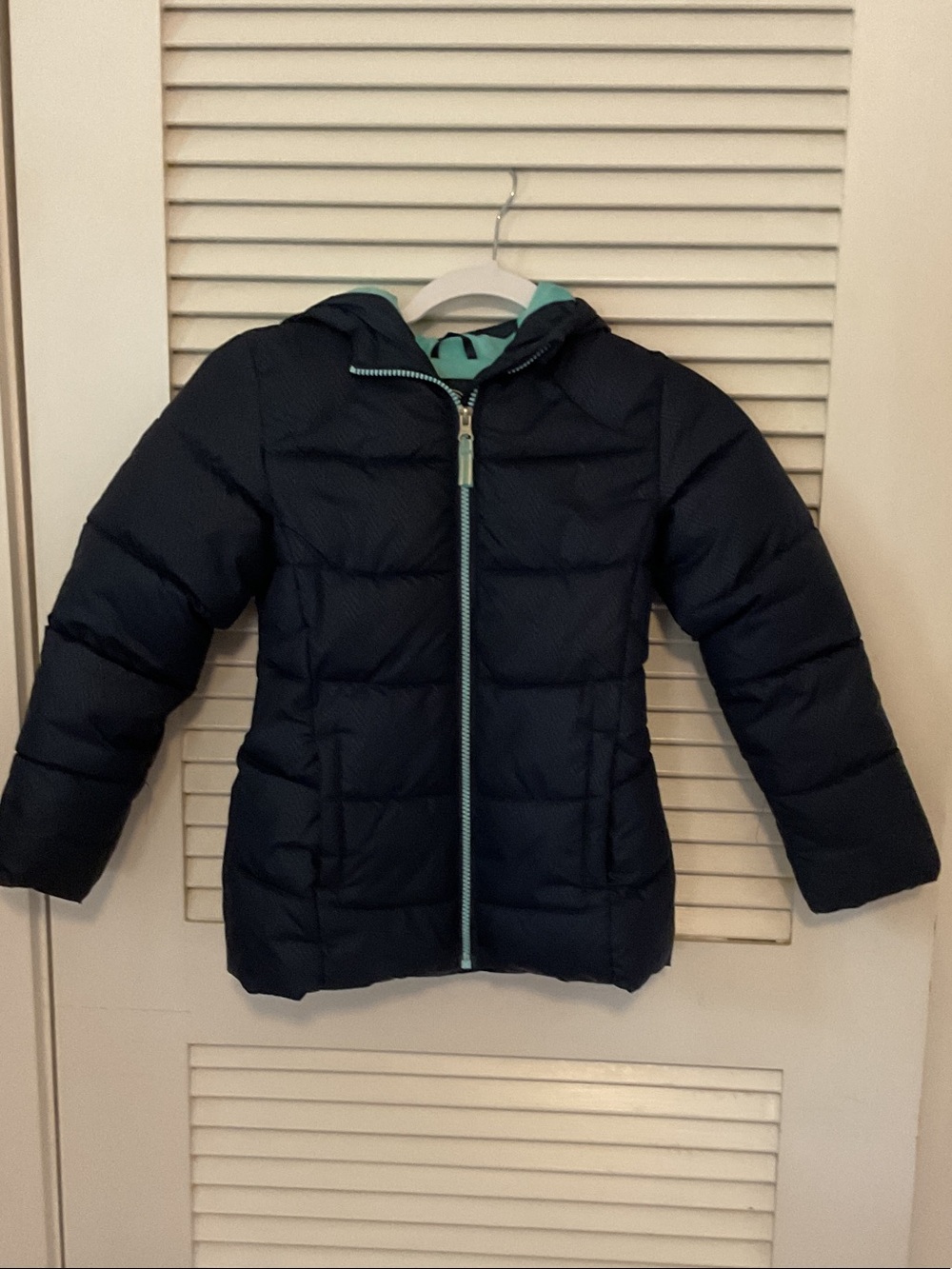 wonder nation Navy Puffer Jacket with Mint Trim